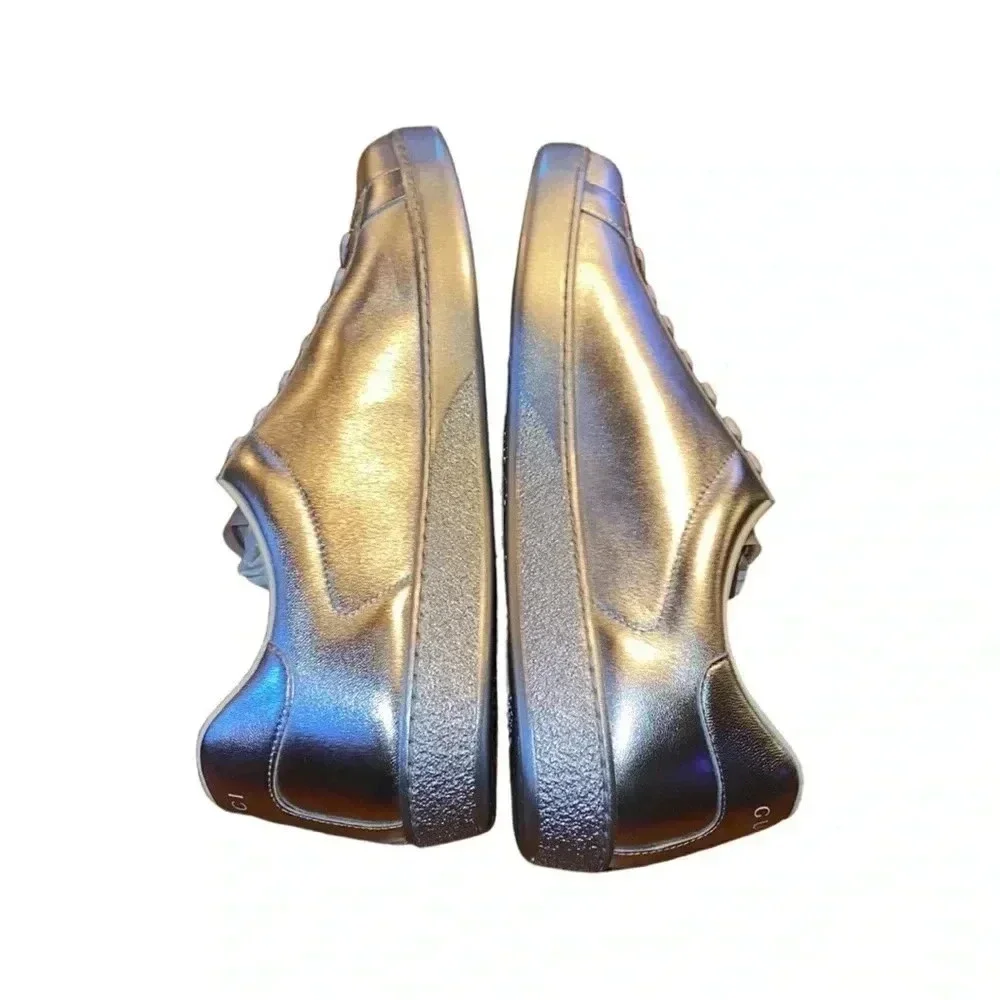 NIB Gucci Nappa Ace Metallic Silver GG Leather Sneaker Size G8.5, US9.5 - Picture 7 of 7